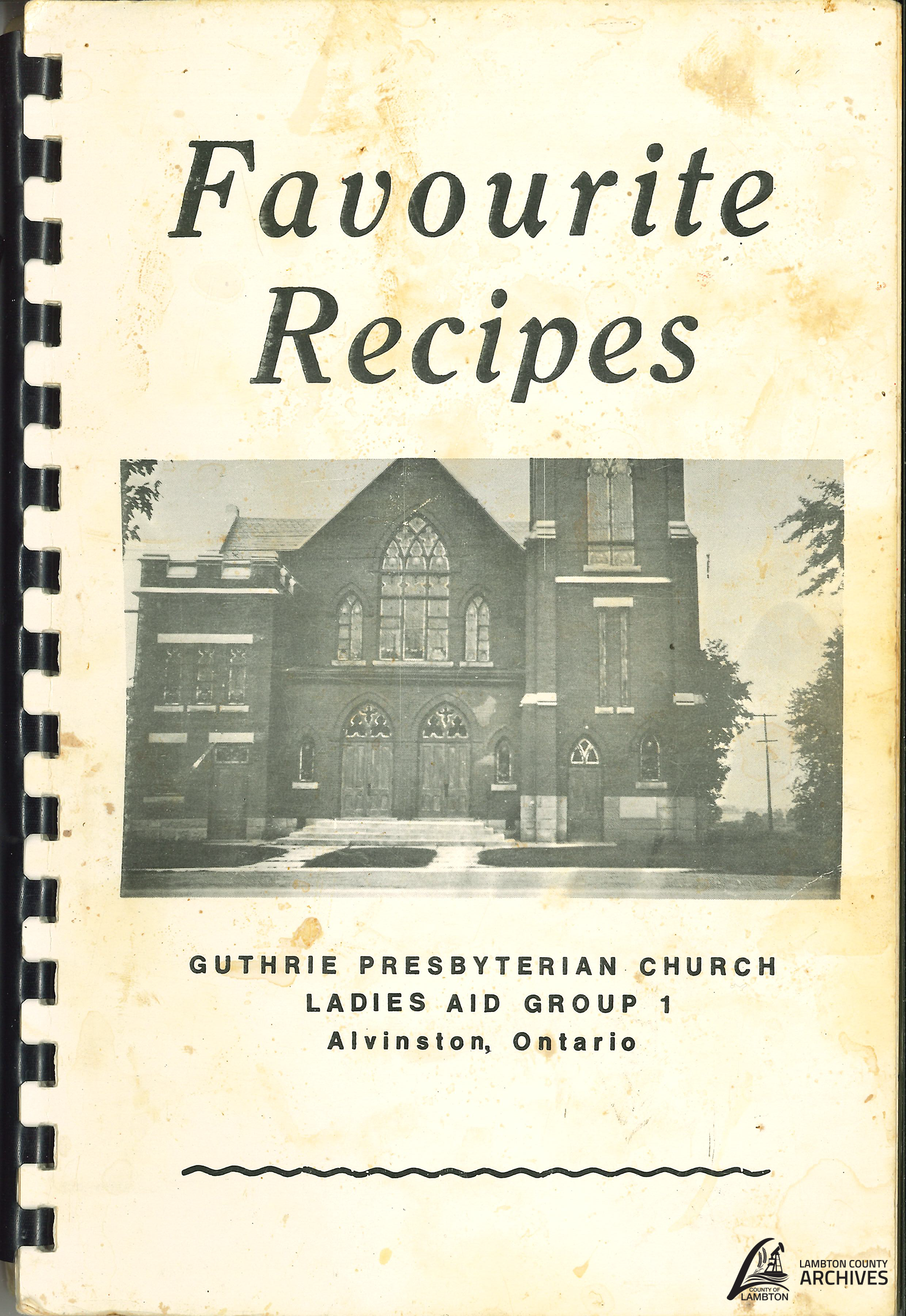 Cover page of "Favourite Recipes" bu Guthrie Presbyterian Church