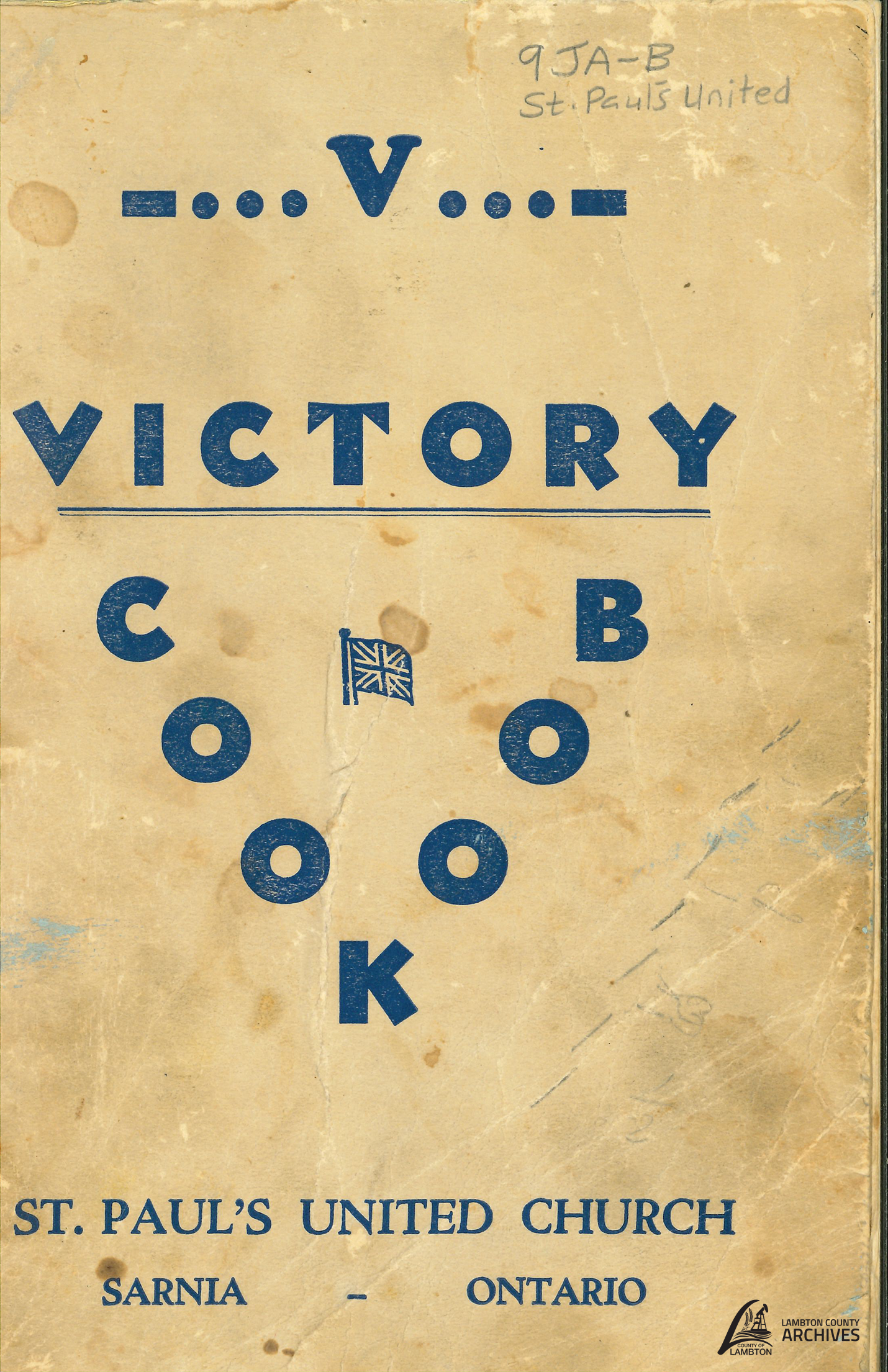 Cover page of "V – Victory Cook Book – St. Paul’s United Church, Sarnia Ontario