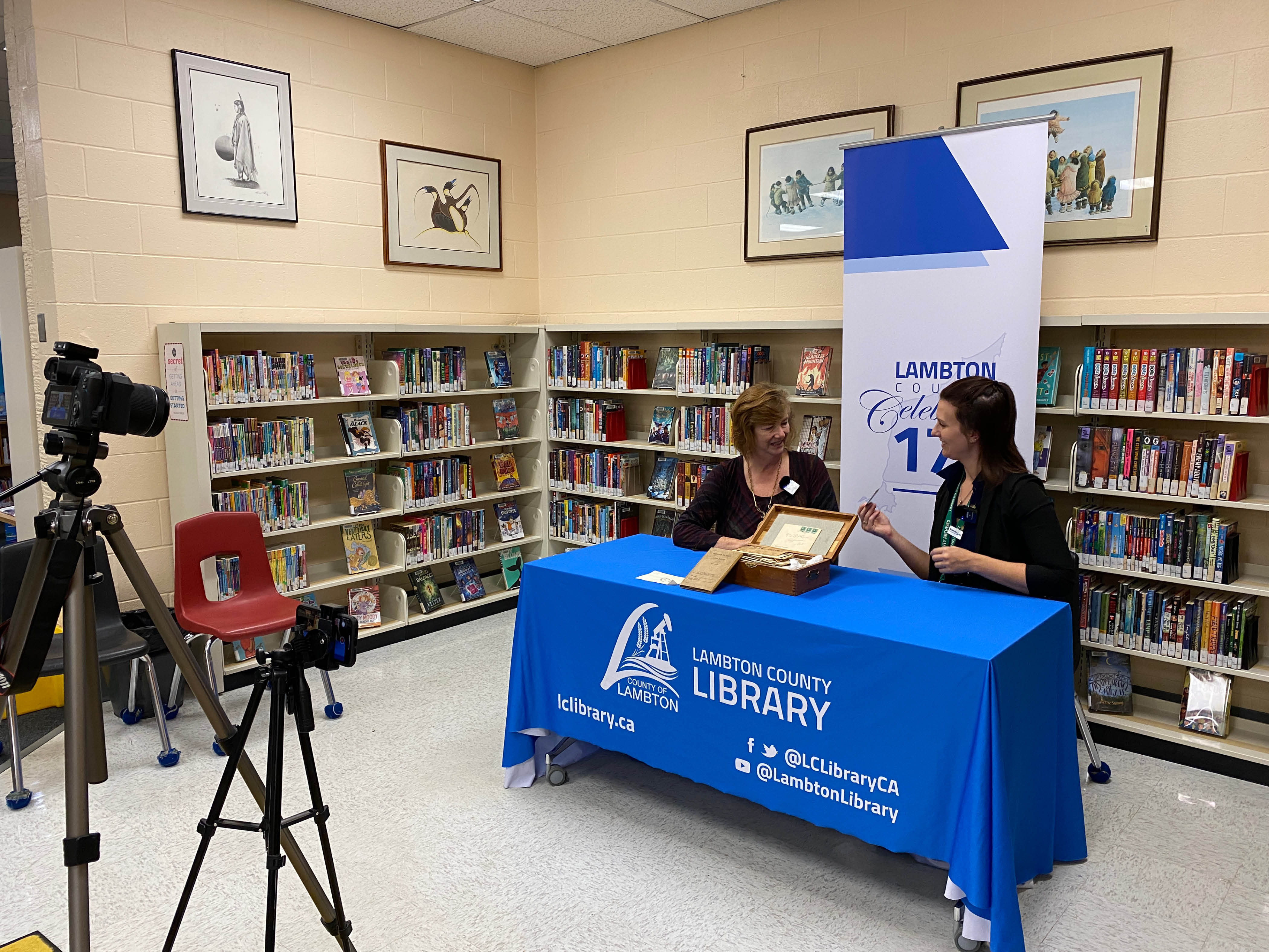 Lambton County Archives filming family oral histories as part of Show & Tell in 2024