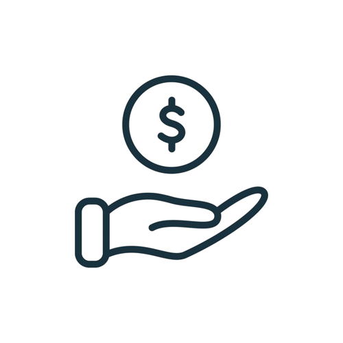 Hand with money in it icon. 