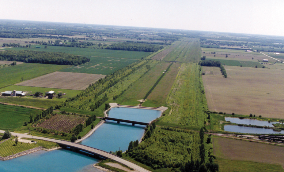 river and floodway birds eye view.