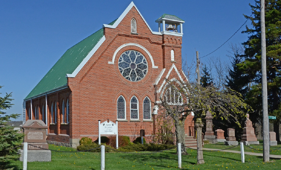 Red brick church.