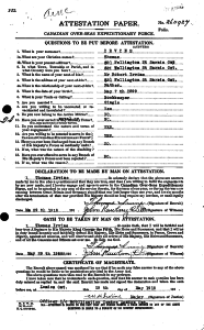 Thomas Irvine's Attestation Paper